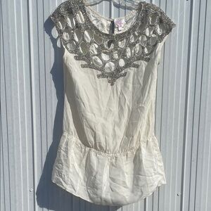 Parker Cream Top with Silver Accents